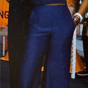 Fabletics Navy Wide-Leg High-Rise Pants